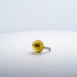 Bague Asteria Or Blanc 18K Lemon Quartz Pavée de 14 diamant Diamant de 2.0 mm pour env. 0.42ct