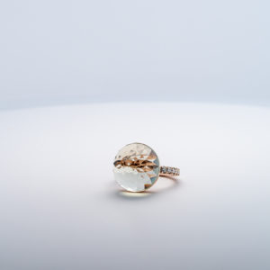 Bague Asteria Or Rose 18K Prasiolite Pavée de 14 diamant Diamant de 2.0 mm pour env. 0.42ct