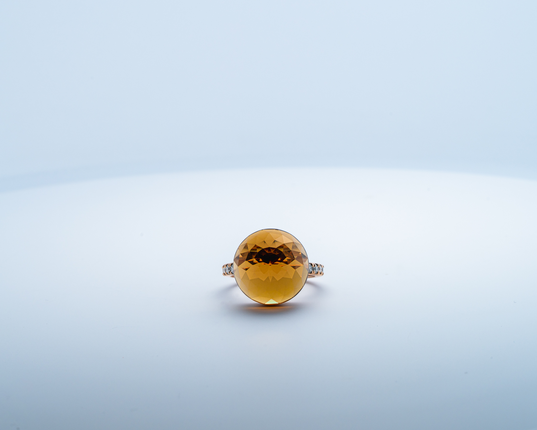 Bague Asteria Or Rose 18K Citrine Pavée de 14 diamant Diamant de 2.0 mm pour env. 0.42ct – Image 2