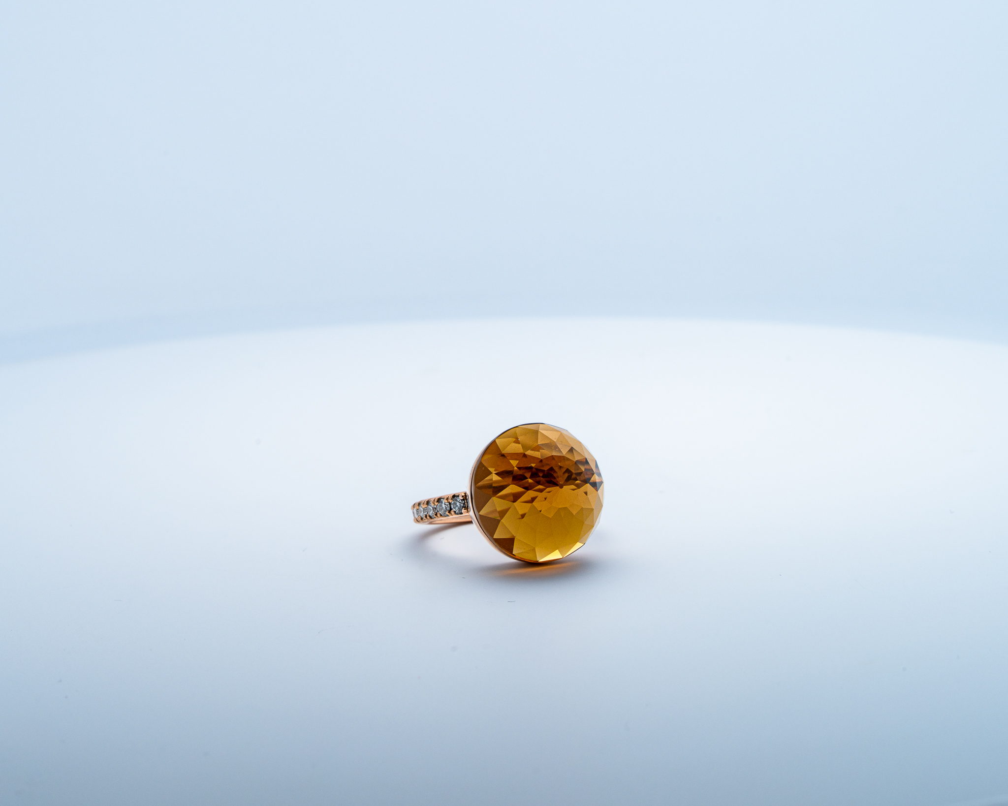 Bague Asteria Or Rose 18K Citrine Pavée de 14 diamant Diamant de 2.0 mm pour env. 0.42ct – Image 3