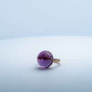 Bague Asteria Or Rose 18K Améthyste Pavée de 14 diamant Diamant de 2.0 mm pour env. 0.42ct