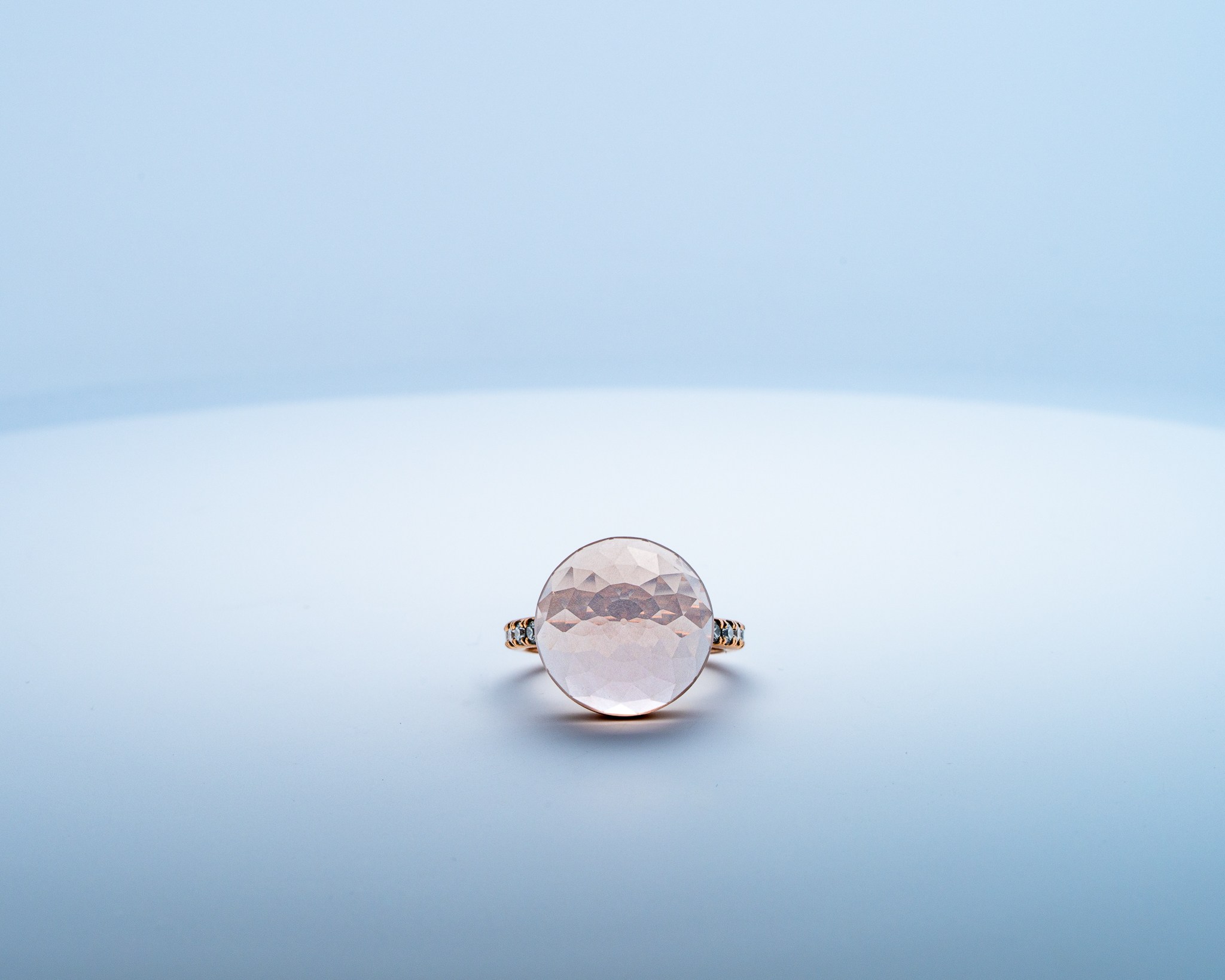 Bague Asteria Or Rose 18K Quartz Rose Pavée de 14 diamant Diamant de 2.0 mm pour env. 0.42ct – Image 2