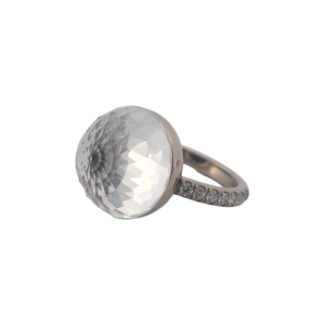 Bague Asteria Or Blanc 18K Quartz Pavée de 14 diamant Diamant de 2.0 mm pour env. 0.42ct