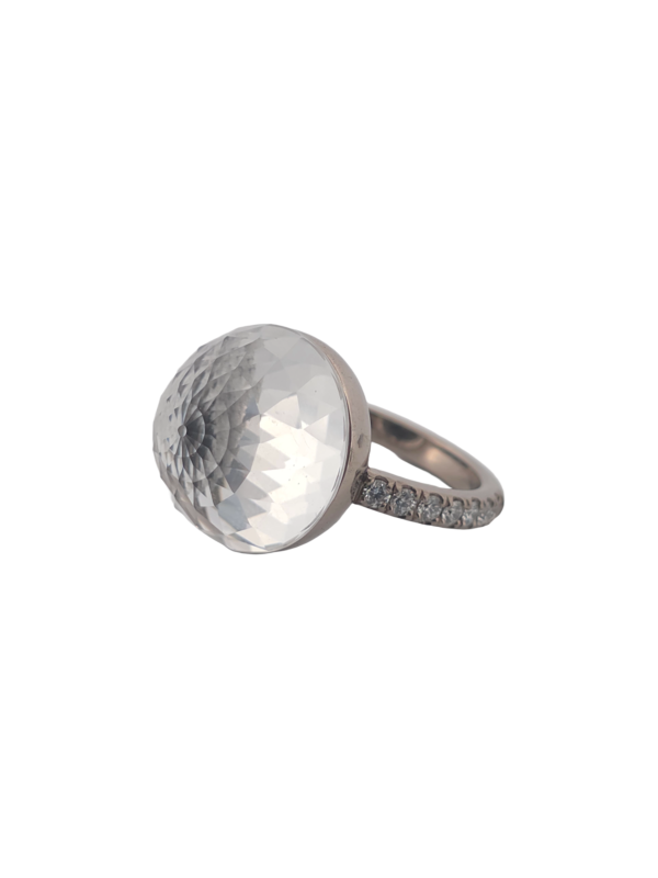 Bague Asteria Or Blanc 18K Quartz Pavée de 14 diamant Diamant de 2.0 mm pour env. 0.42ct