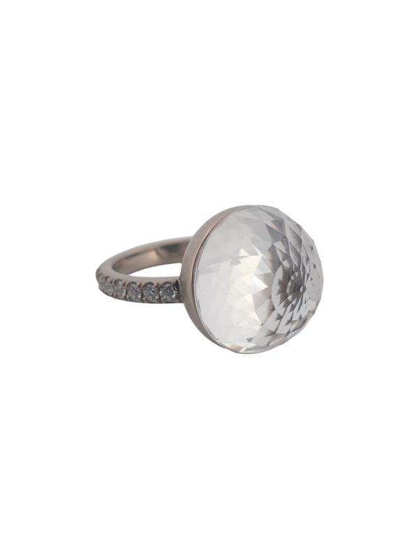 Bague Asteria Or Blanc 18K Quartz Pavée de 14 diamant Diamant de 2.0 mm pour env. 0.42ct – Image 3