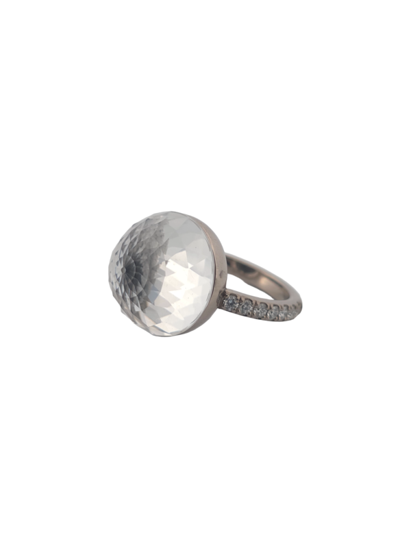 Bague Asteria Or Blanc 18K Quartz Pavée de 14 diamant Diamant de 2.0 mm pour env. 0.42ct – Image 4