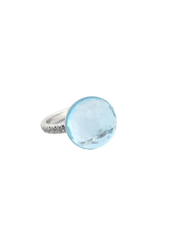 Bague Asteria Or Blanc 18K Topaze Pavée de 14 diamant Diamant de 2.0 mm pour env. 0.42ct – Image 3