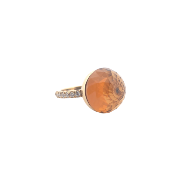 Bague Asteria Or Jaune 18K Citrine Pavée de 14 diamant Diamant de 2.0 mm pour env. 0.42ct – Image 2
