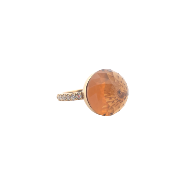 Bague Asteria Or Jaune 18K Citrine Pavée de 14 diamant Diamant de 2.0 mm pour env. 0.42ct – Image 3