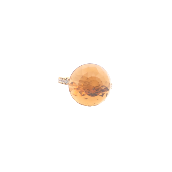 Bague Asteria Or Jaune 18K Citrine Pavée de 14 diamant Diamant de 2.0 mm pour env. 0.42ct – Image 4