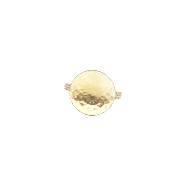 Bague Asteria Or Jaune 18K Lemon Quartz Pavée de 14 diamant Diamant de 2.0 mm pour env. 0.42ct – Image 4
