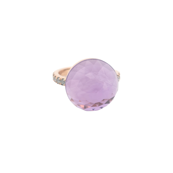 Bague Asteria Or Rose 18K Améthyste Pavée de 14 diamant Diamant de 2.0 mm pour env. 0.42ct – Image 2