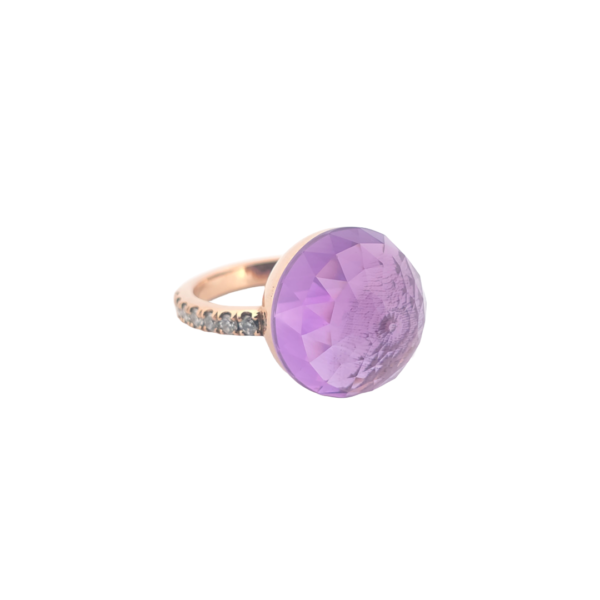 Bague Asteria Or Rose 18K Améthyste Pavée de 14 diamant Diamant de 2.0 mm pour env. 0.42ct – Image 3