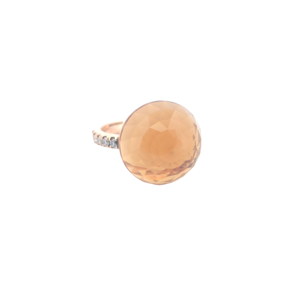 Bague Asteria Or Rose 18K Citrine Pavée de 14 diamant Diamant de 2.0 mm pour env. 0.42ct – Image 2