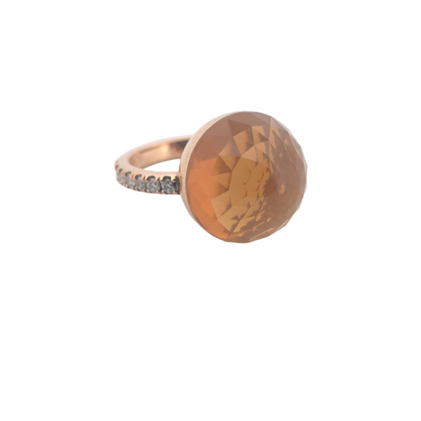Bague Asteria Or Rose 18K Citrine Pavée de 14 diamant Diamant de 2.0 mm pour env. 0.42ct – Image 3
