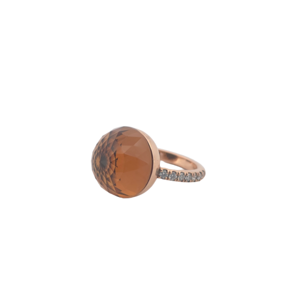 Bague Asteria Or Rose 18K Citrine Pavée de 14 diamant Diamant de 2.0 mm pour env. 0.42ct – Image 4