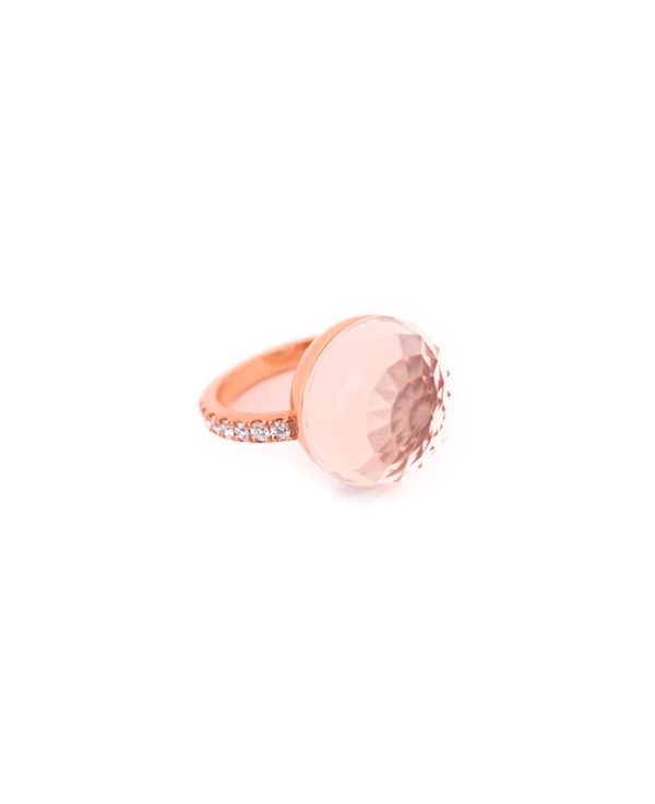 Bague Asteria Or Rose 18K Prasiolite Pavée de 14 diamant Diamant de 2.0 mm pour env. 0.42ct – Image 2
