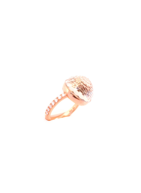 Bague Asteria Or Rose 18K Prasiolite Pavée de 14 diamant Diamant de 2.0 mm pour env. 0.42ct – Image 4