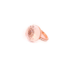 Bague Asteria Or Rose 18K Prasiolite Pavée de 14 diamant Diamant de 2.0 mm pour env. 0.42ct