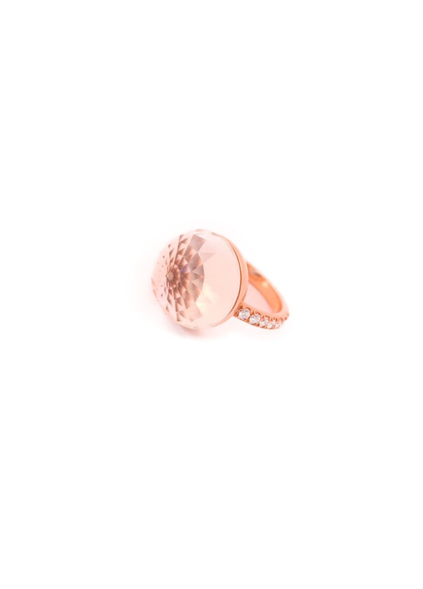Bague Asteria Or Rose 18K Prasiolite Pavée de 14 diamant Diamant de 2.0 mm pour env. 0.42ct