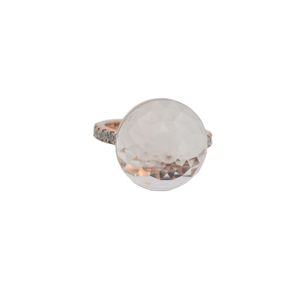 Bague Asteria Or Rose 18K Quartz Pavée de 14 diamant Diamant de 2.0 mm pour env. 0.42ct – Image 2