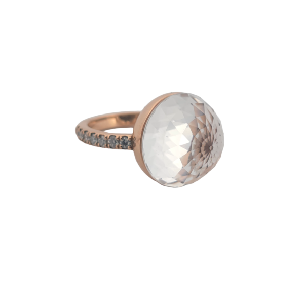 Bague Asteria Or Rose 18K Quartz Pavée de 14 diamant Diamant de 2.0 mm pour env. 0.42ct – Image 3