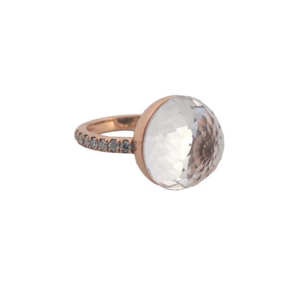 Bague Asteria Or Rose 18K Quartz Pavée de 14 diamant Diamant de 2.0 mm pour env. 0.42ct – Image 4
