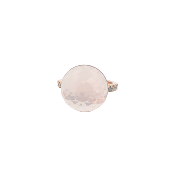 Bague Asteria Or Rose 18K Quartz Rose Pavée de 14 diamant Diamant de 2.0 mm pour env. 0.42ct – Image 2