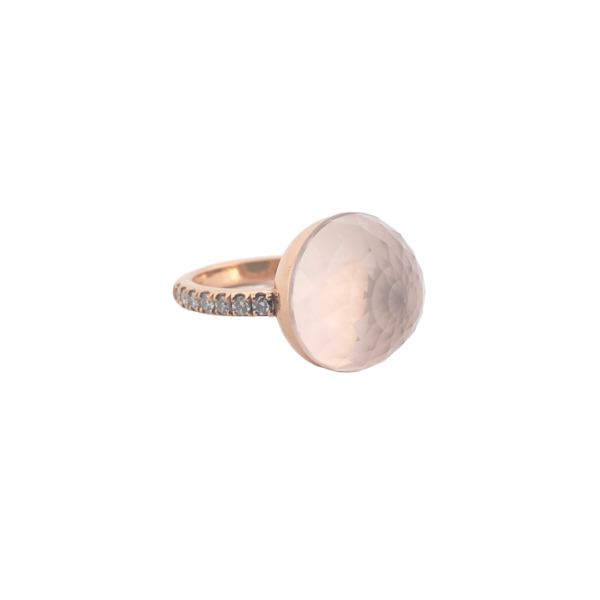 Bague Asteria Or Rose 18K Quartz Rose Pavée de 14 diamant Diamant de 2.0 mm pour env. 0.42ct – Image 3