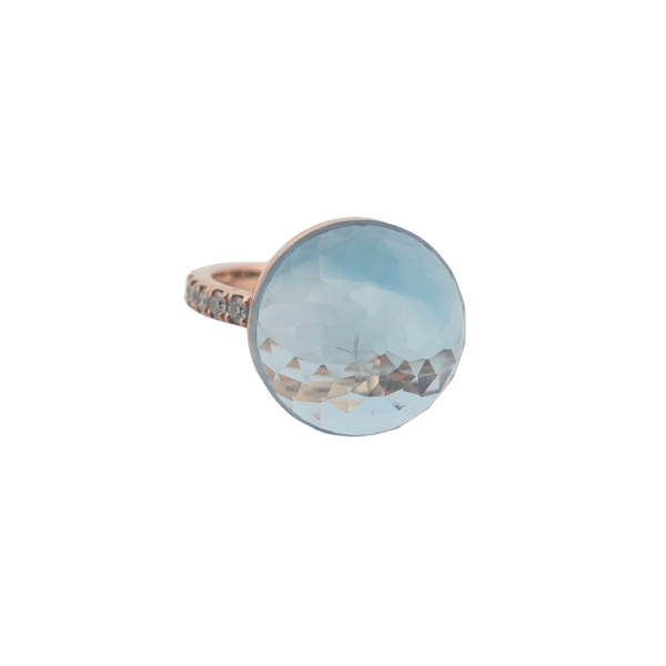 Bague Asteria Or Rose 18K Topaze Pavée de 14 diamant Diamant de 2.0 mm pour env. 0.42ct – Image 2