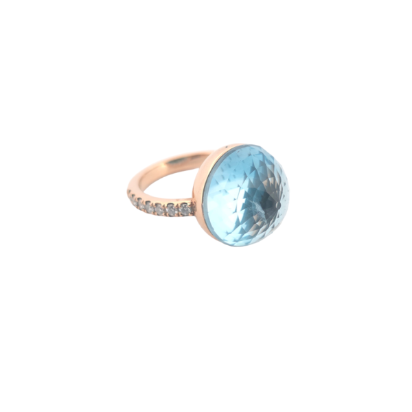 Bague Asteria Or Rose 18K Topaze Pavée de 14 diamant Diamant de 2.0 mm pour env. 0.42ct – Image 3