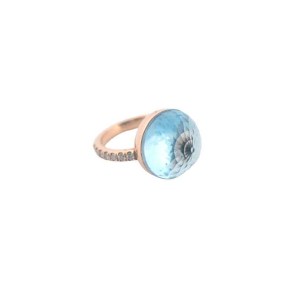 Bague Asteria Or Rose 18K Topaze Pavée de 14 diamant Diamant de 2.0 mm pour env. 0.42ct – Image 4