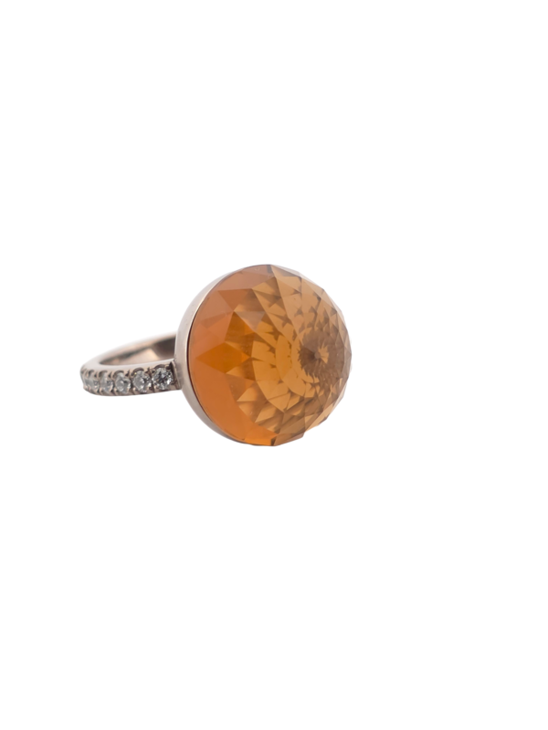 Bague Asteria Or Blanc 18K Citrine Pavée de 14 diamant Diamant de 2.0 mm pour env. 0.42ct – Image 4