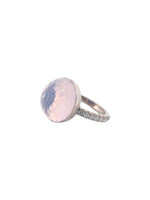 Bague Asteria Or Blanc 18K Quartz Lavande Pavée de 14 diamant Diamant de 2.0 mm pour env. 0.42ct – Image 2