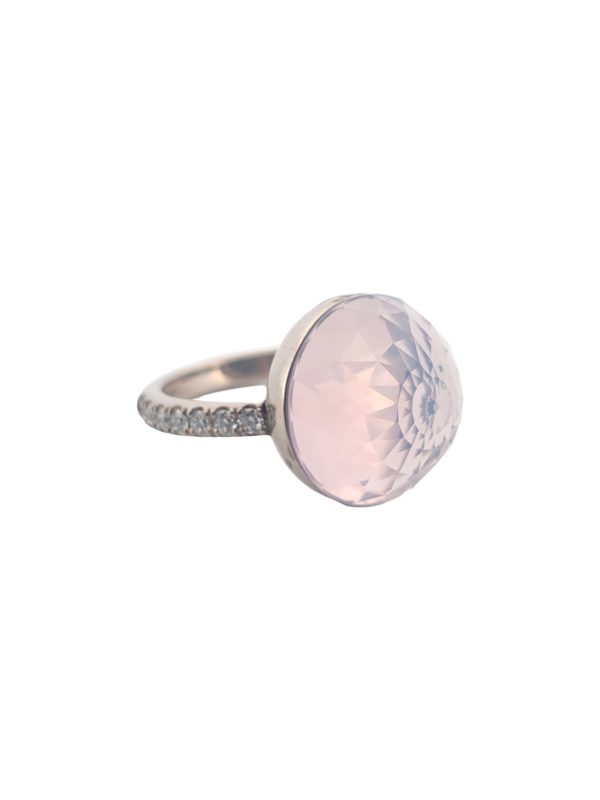 Bague Asteria Or Blanc 18K Quartz Lavande Pavée de 14 diamant Diamant de 2.0 mm pour env. 0.42ct – Image 4