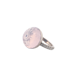Bague Asteria Or Blanc 18K Quartz Lavande Pavée de 14 diamant Diamant de 2.0 mm pour env. 0.42ct