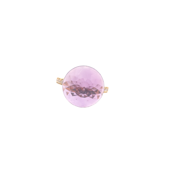 Bague Asteria Or Jaune 18K  Améthyste Pavée de 14 diamant Diamant de 2.0 mm pour env. 0.42ct – Image 3
