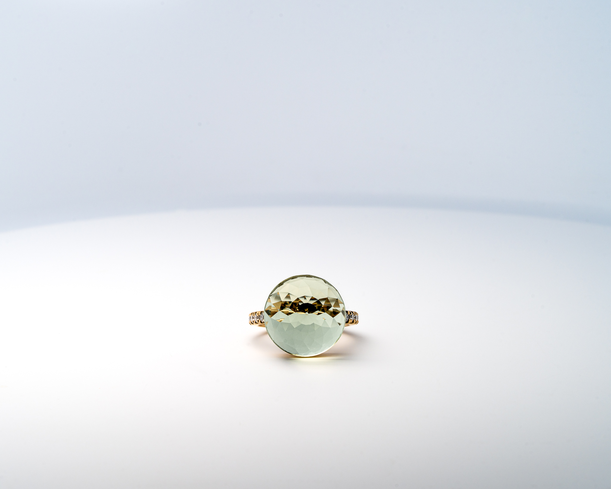 Bague Asteria Or Jaune 18K Prasiolite Pavée de 14 diamant Diamant de 2.0 mm pour env. 0.42ct – Image 2