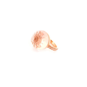 Bague Asteria Or Jaune 18K Prasiolite Pavée de 14 diamant Diamant de 2.0 mm pour env. 0.42ct