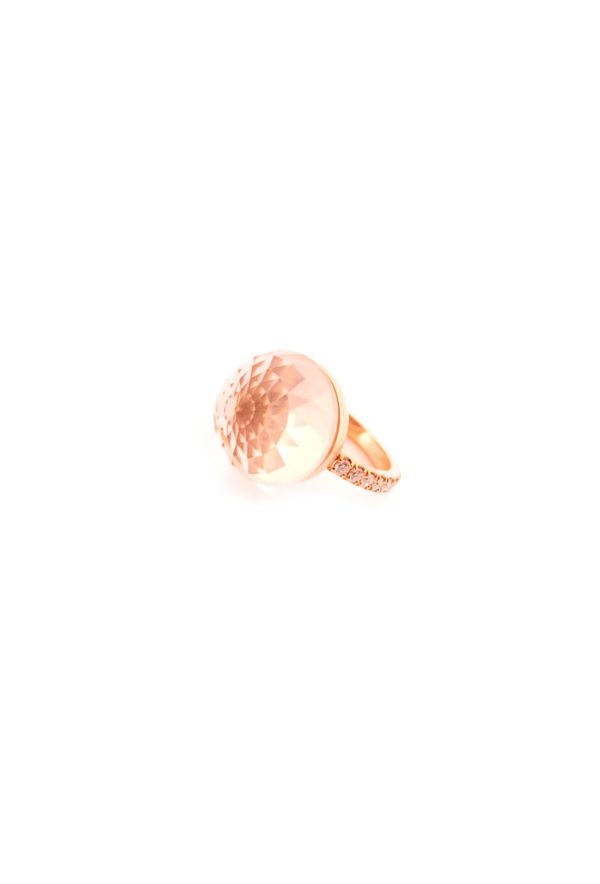 Bague Asteria Or Jaune 18K Prasiolite Pavée de 14 diamant Diamant de 2.0 mm pour env. 0.42ct