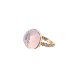 Bague Asteria Or Jaune 18K Quartz Lavande Pavée de 14 diamant Diamant de 2.0 mm pour env. 0.42ct