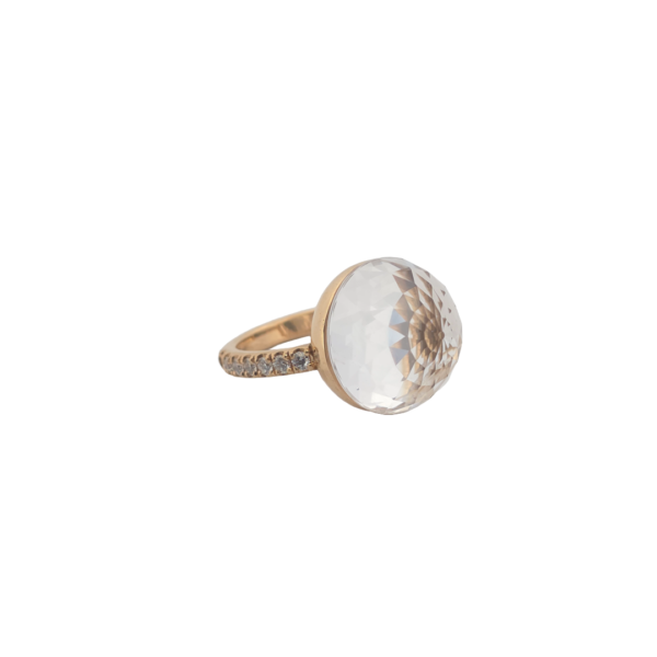 Bague Asteria Or Jaune 18K Quartz Pavée de 14 diamant Diamant de 2.0 mm pour env. 0.42ct – Image 2