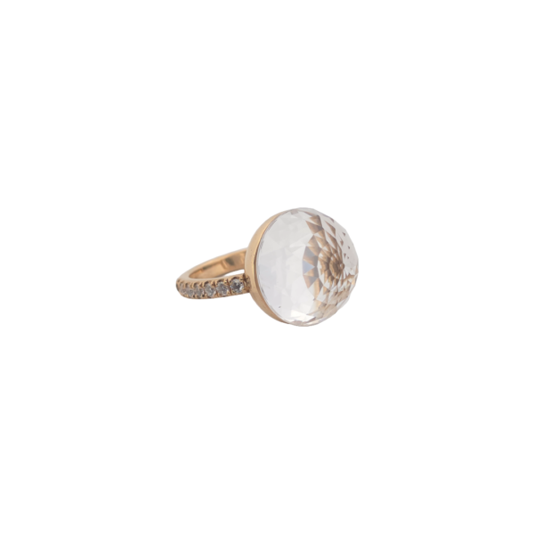 Bague Asteria Or Jaune 18K Quartz Pavée de 14 diamant Diamant de 2.0 mm pour env. 0.42ct – Image 4
