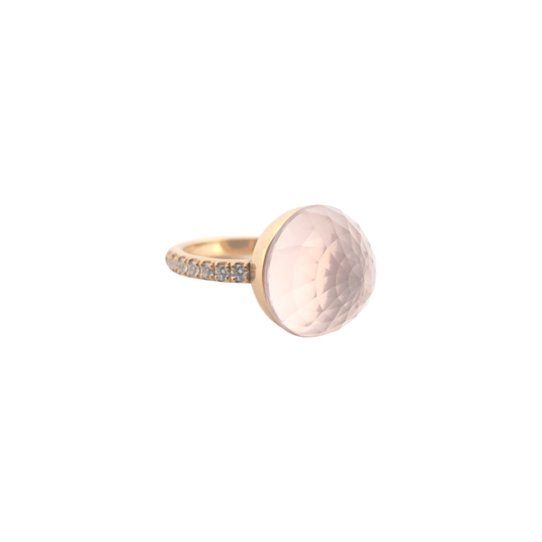 Bague Asteria Or Jaune Quartz Rose 18K Pavée de 14 diamant Diamant de 2.0 mm pour env. 0.42ct – Image 4