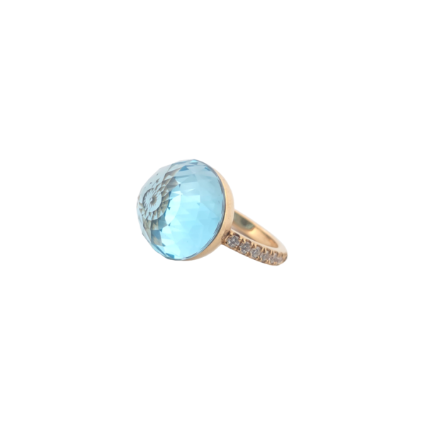 Bague Asteria Or Jaune 18K Topaze Pavée de 14 diamant Diamant de 2.0 mm pour env. 0.42ct – Image 2