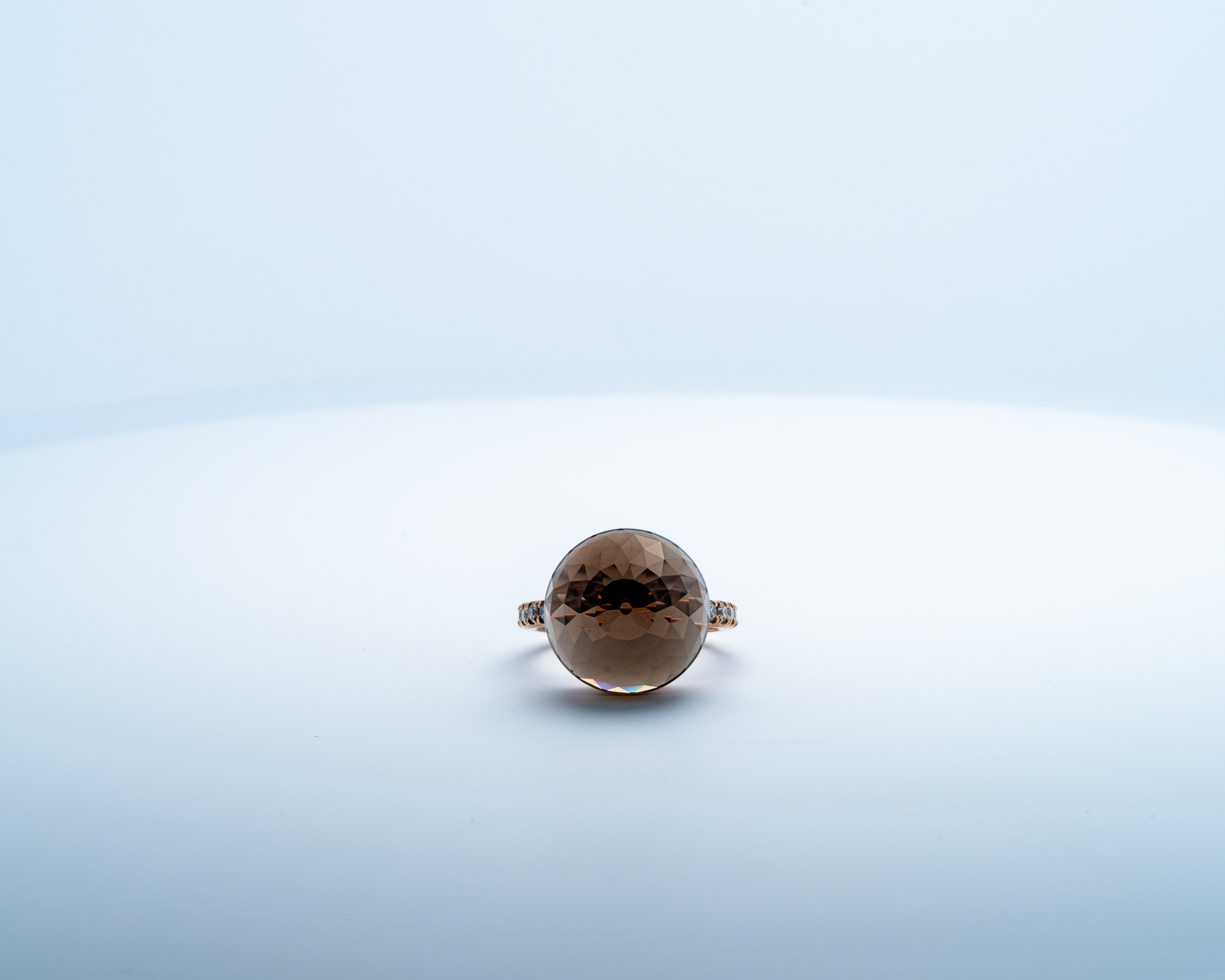 Bague Asteria Or Rose 18K Quartz Fumée Pavée de 14 diamant Diamant de 2.0 mm pour env. 0.42ct – Image 3