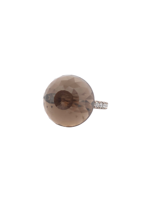 Bague Asteria Or Blanc 18K Quartz Fumée Pavée de 14 diamant Diamant de 2.0 mm pour env. 0.42ct (Copie) – Image 3
