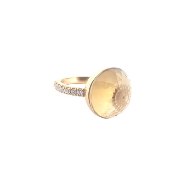 Bague Asteria Or Jaune 18K Citrine Clair Pavée de 14 diamant Diamant de 2.0 mm pour env. 0.42ct – Image 3