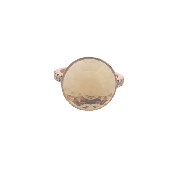Bague Asteria Or Rose 18K Citrine Clair Pavée de 14 diamant Diamant de 2.0 mm pour env. 0.42ct – Image 2
