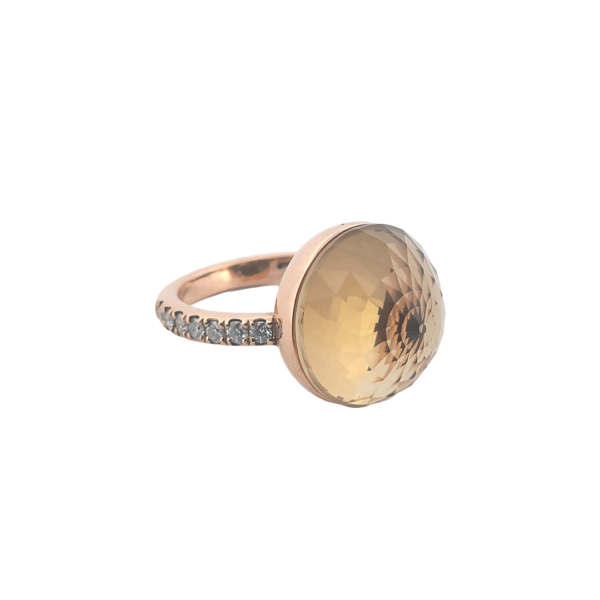 Bague Asteria Or Rose 18K Citrine Clair Pavée de 14 diamant Diamant de 2.0 mm pour env. 0.42ct – Image 4